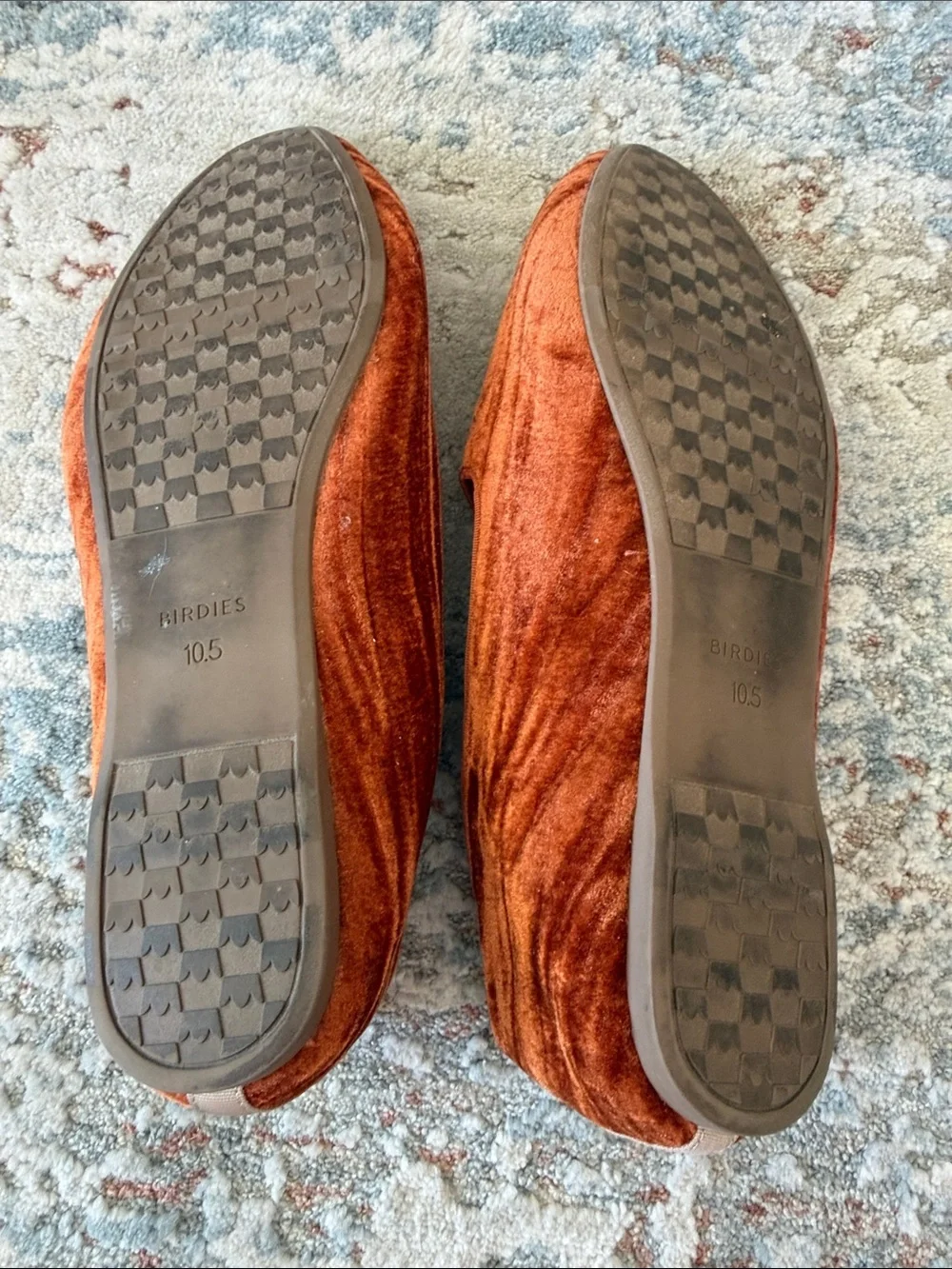 Birdies Velvet Slip-On Flats in Burnt Orange